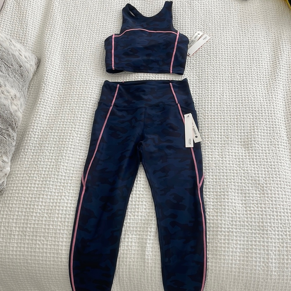 NWT Aqua Workout Yoga Top and Legging Set